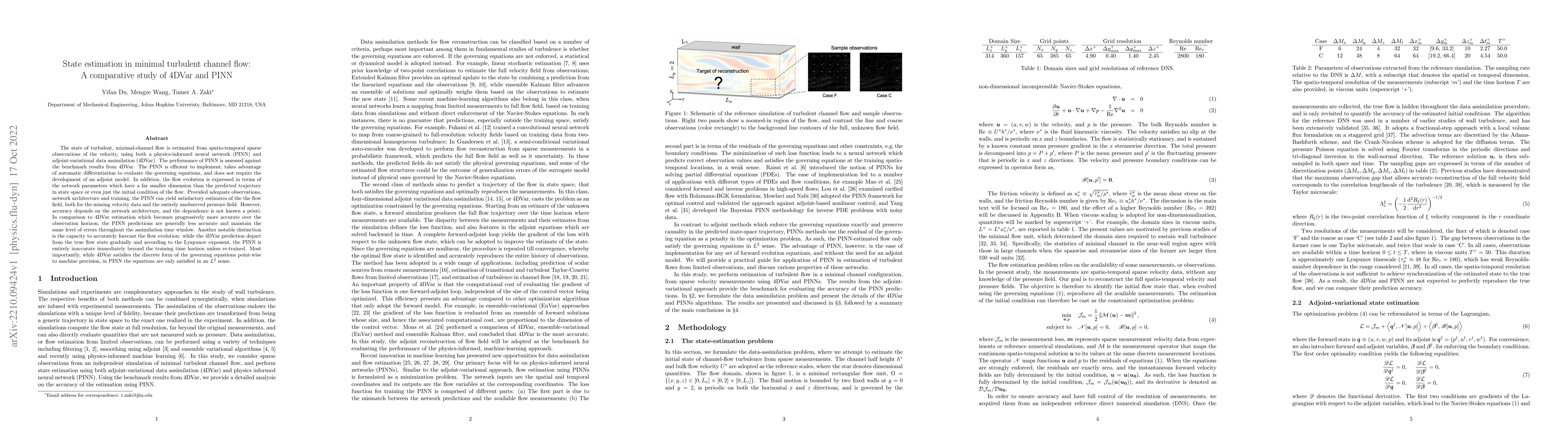 Thumbnail for State estimation in minimal turbulent channel flow: A comparative study
  of 4DVar and PINN