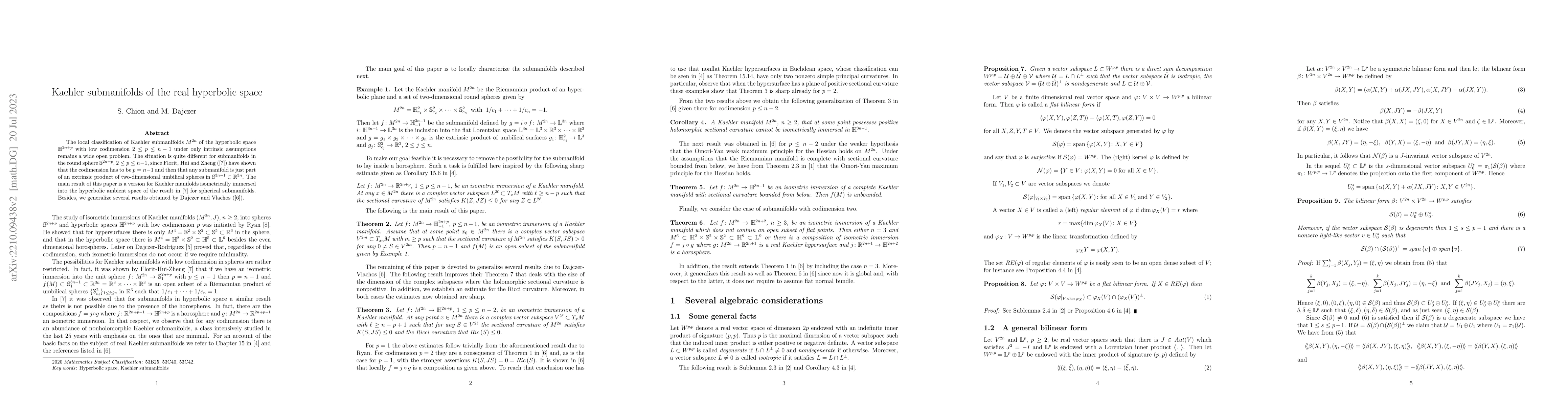 Thumbnail for Kaehler submanifolds of the real hyperbolic space