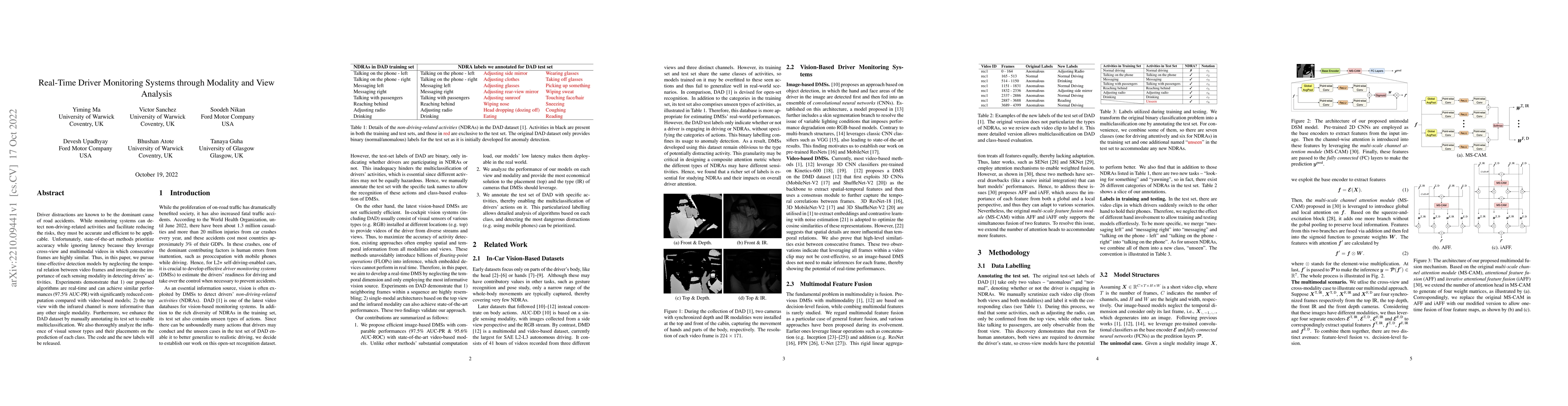 Thumbnail for Real-Time Driver Monitoring Systems through Modality and View Analysis
