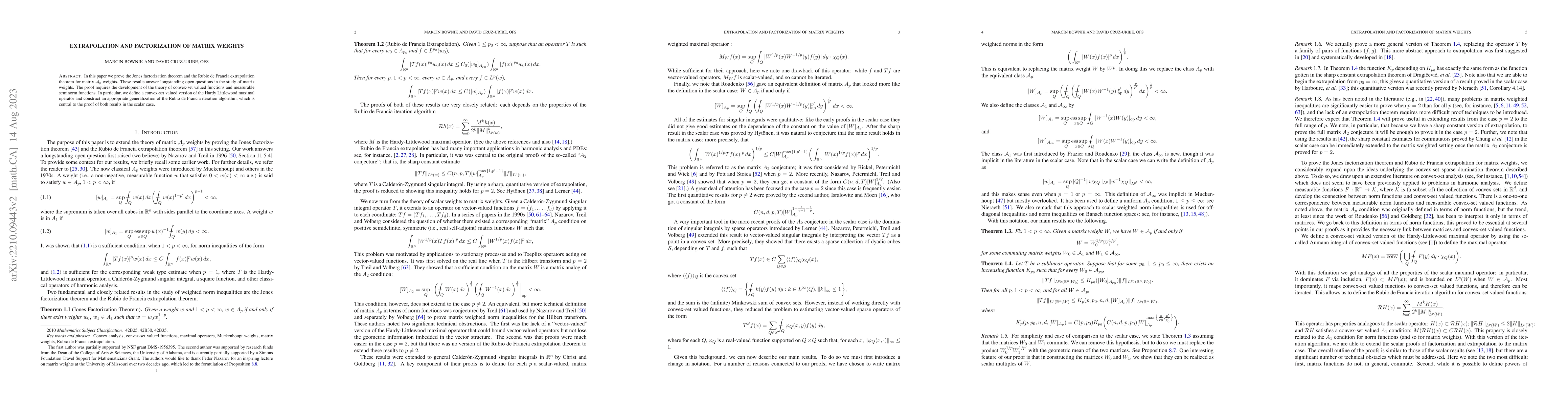 Thumbnail for Extrapolation and Factorization of matrix weights