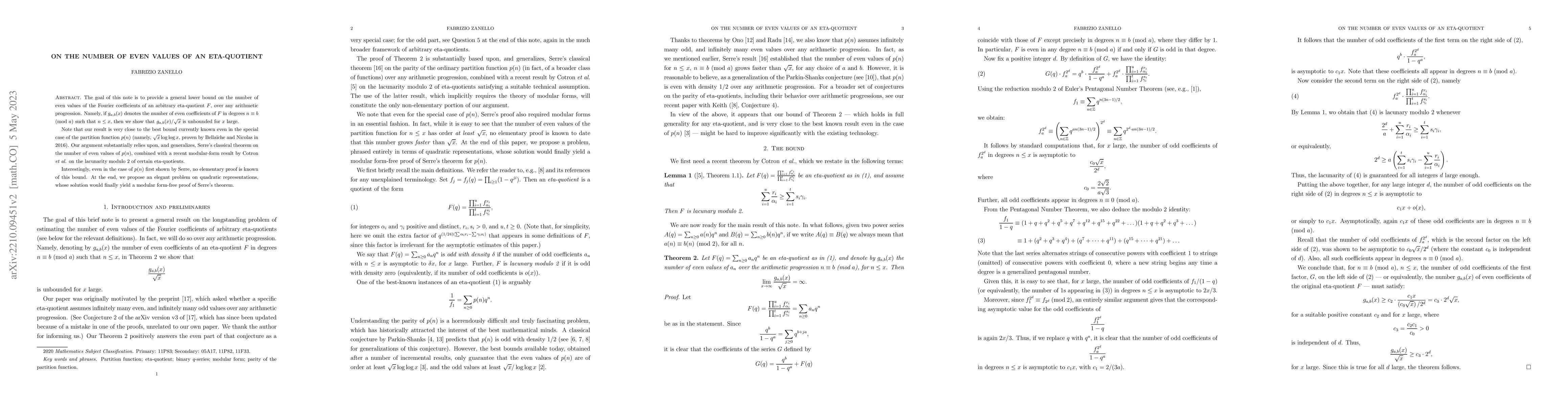 Thumbnail for On the number of even values of an eta-quotient