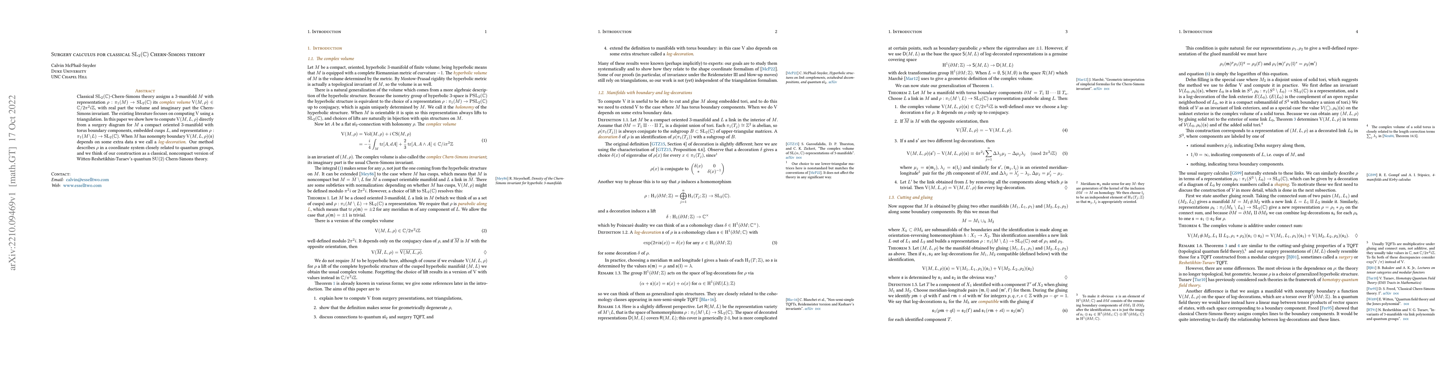 Thumbnail for Surgery calculus for classical $\operatorname{SL}_2(\mathbb{C})$
  Chern-Simons theory