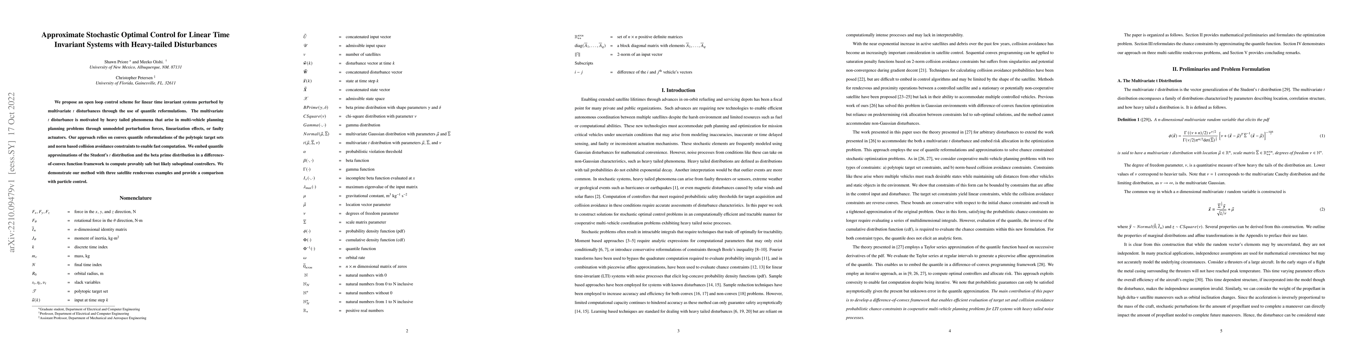 Thumbnail for Approximate Stochastic Optimal Control for Linear Time Invariant Systems
  with Heavy-tailed Disturbances