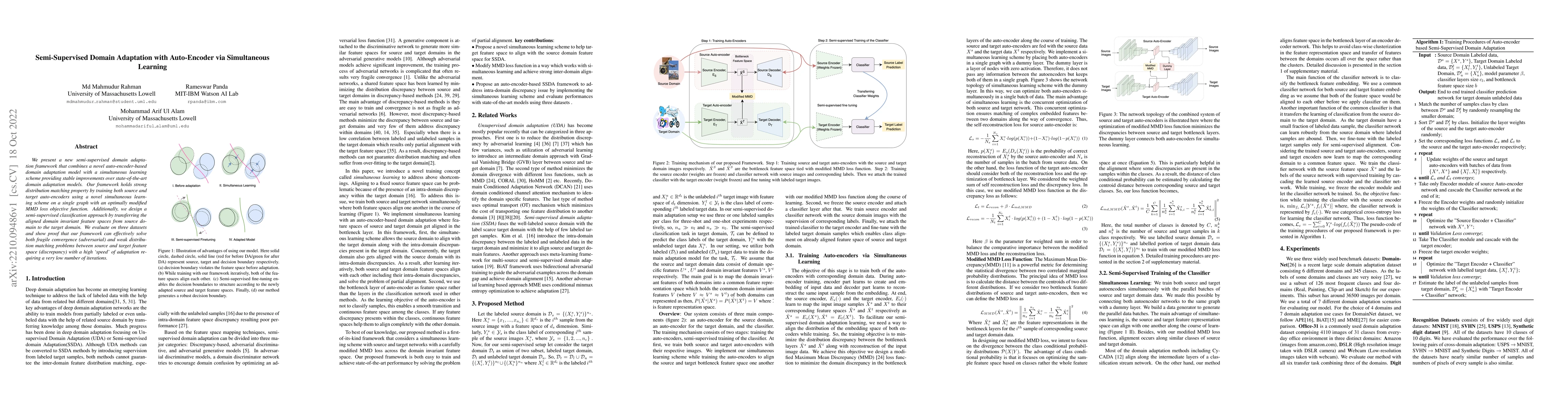 Thumbnail for Semi-Supervised Domain Adaptation with Auto-Encoder via Simultaneous
  Learning