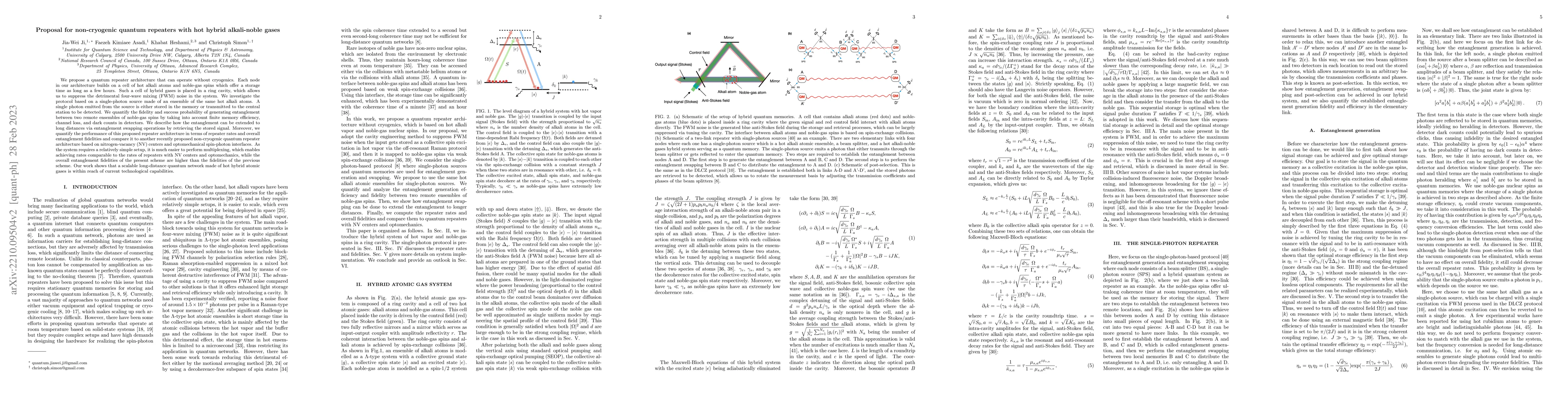 Thumbnail for Proposal for non-cryogenic quantum repeaters with hot hybrid
  alkali-noble gases