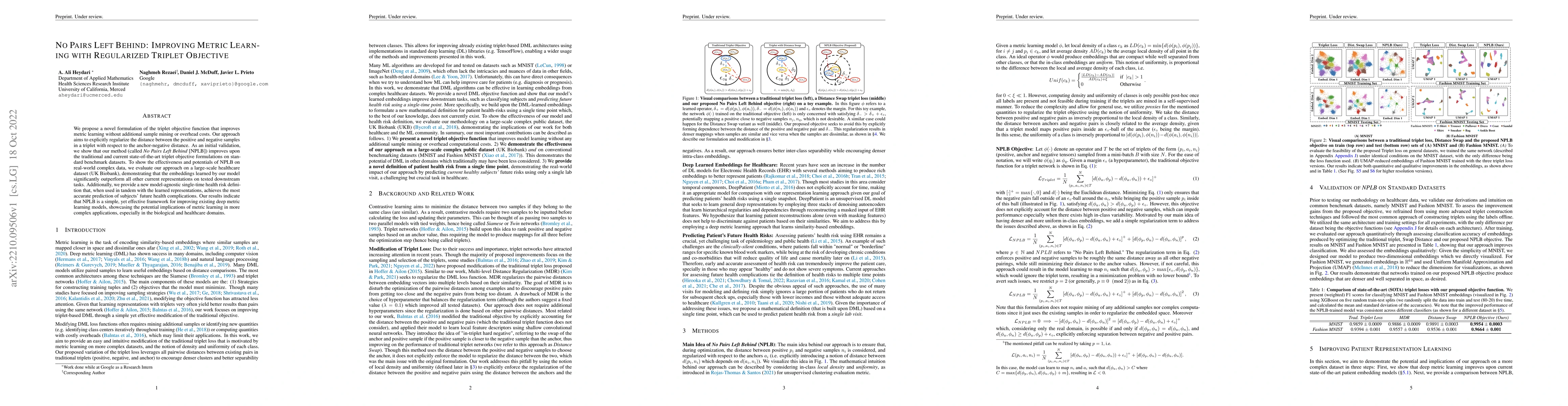 Thumbnail for No Pairs Left Behind: Improving Metric Learning with Regularized Triplet
  Objective