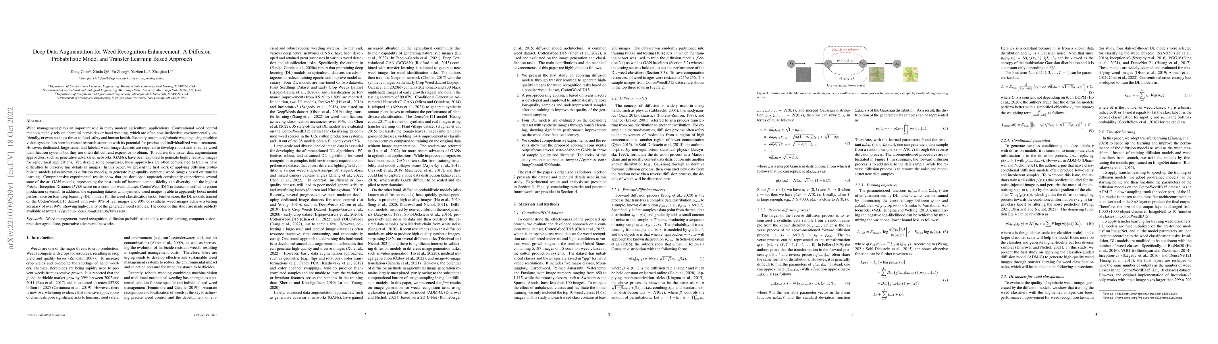 Thumbnail for Deep Data Augmentation for Weed Recognition Enhancement: A Diffusion
  Probabilistic Model and Transfer Learning Based Approach