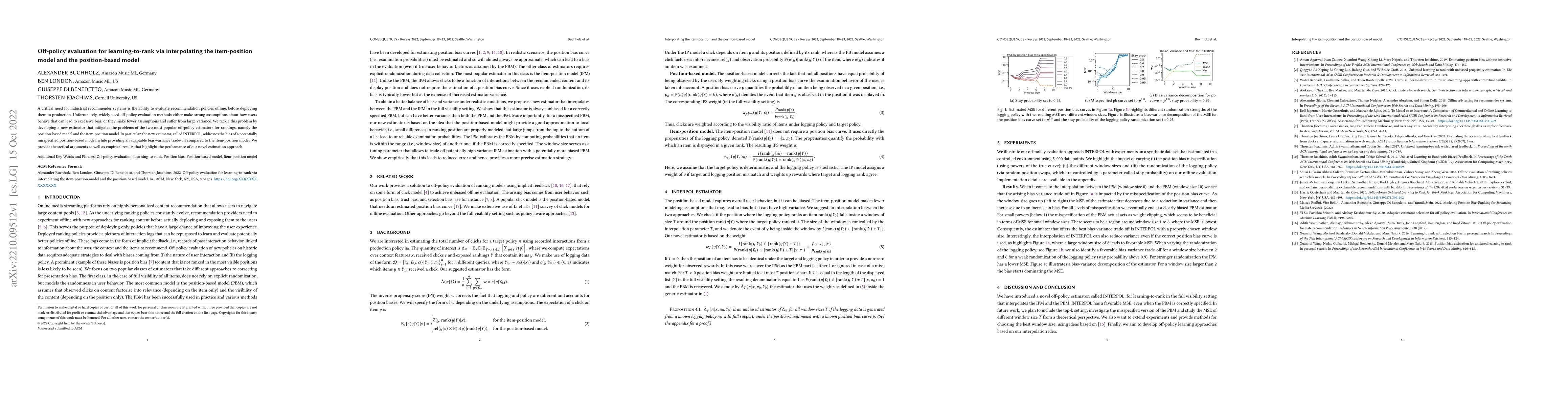 Thumbnail for Off-policy evaluation for learning-to-rank via interpolating the
  item-position model and the position-based model