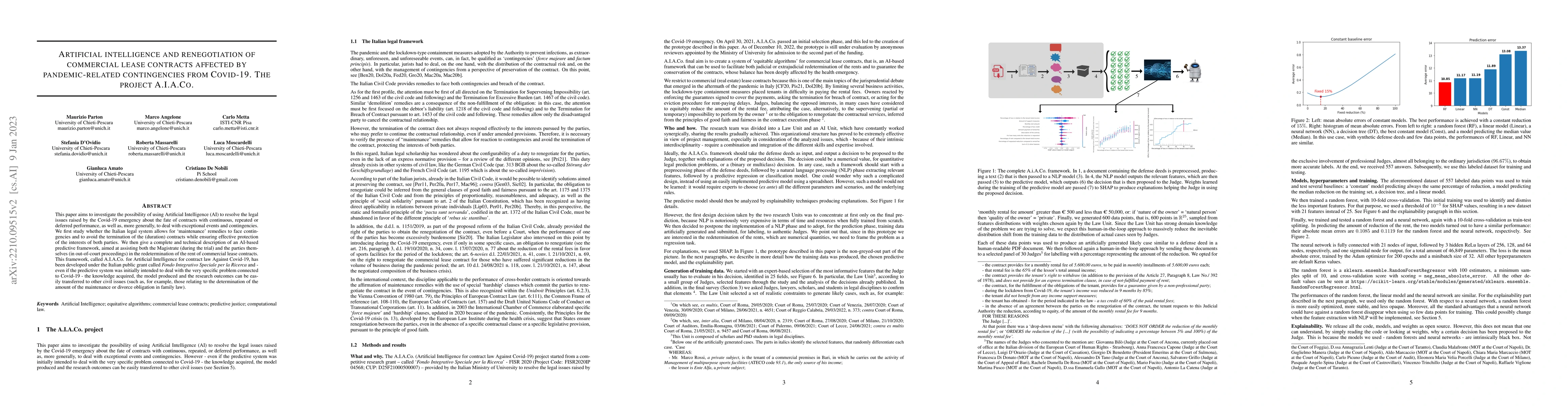 Thumbnail for Artificial intelligence and renegotiation of commercial lease contracts
  affected by pandemic-related contingencies from Covid-19. The project
  A.I.A.Co