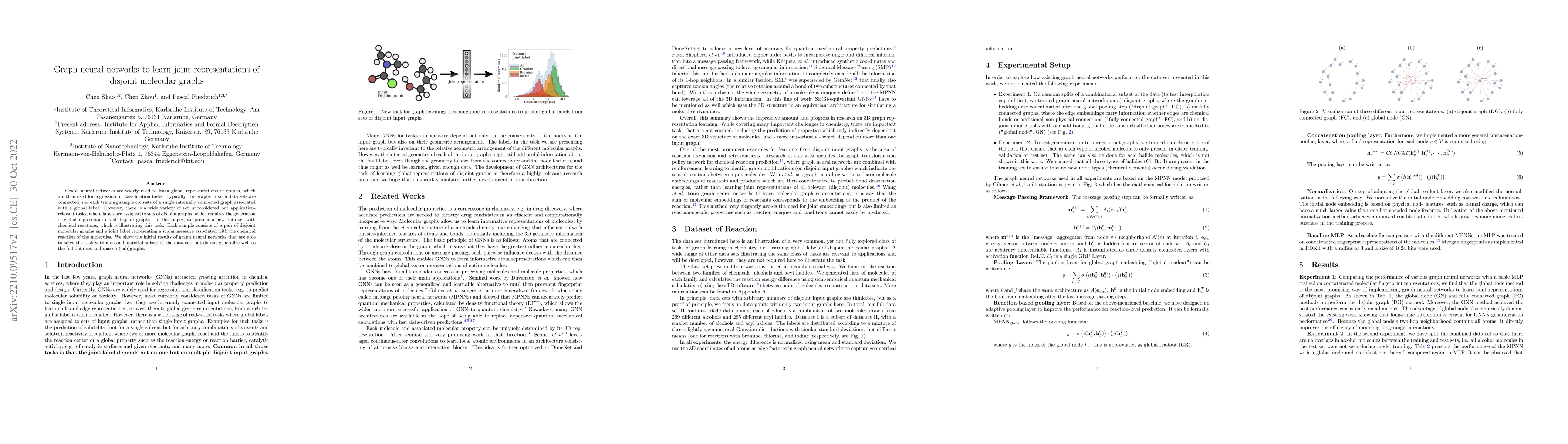 Thumbnail for Graph neural networks to learn joint representations of disjoint
  molecular graphs