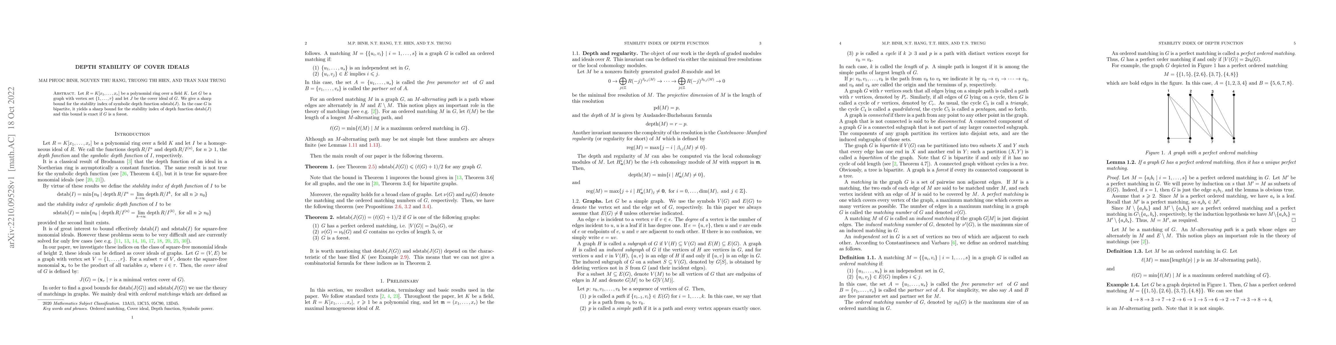 Thumbnail for Depth stability of cover ideals