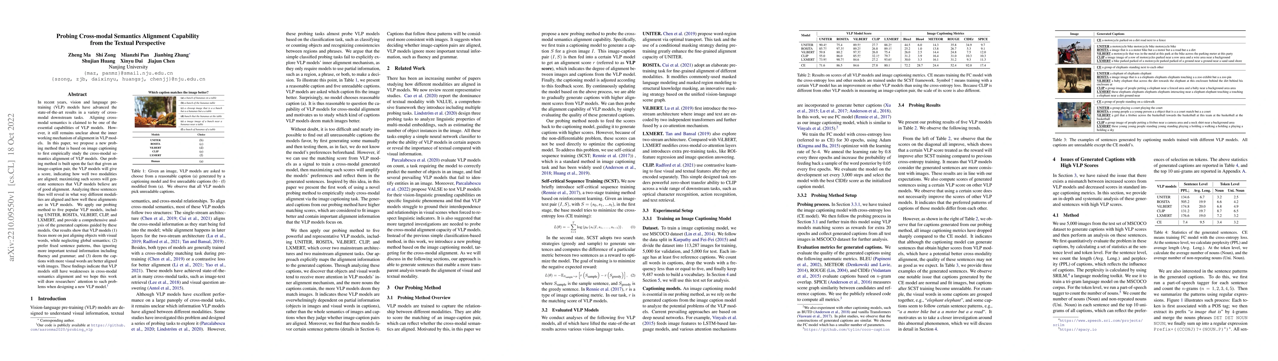 Thumbnail for Probing Cross-modal Semantics Alignment Capability from the Textual
  Perspective