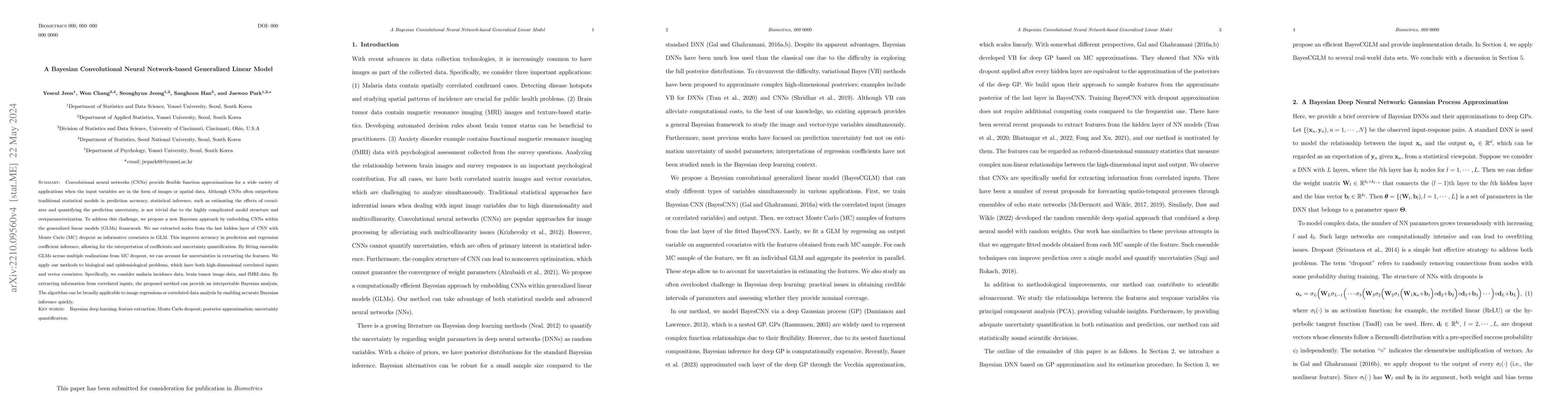 Thumbnail for A Bayesian Convolutional Neural Network-based Generalized Linear Model