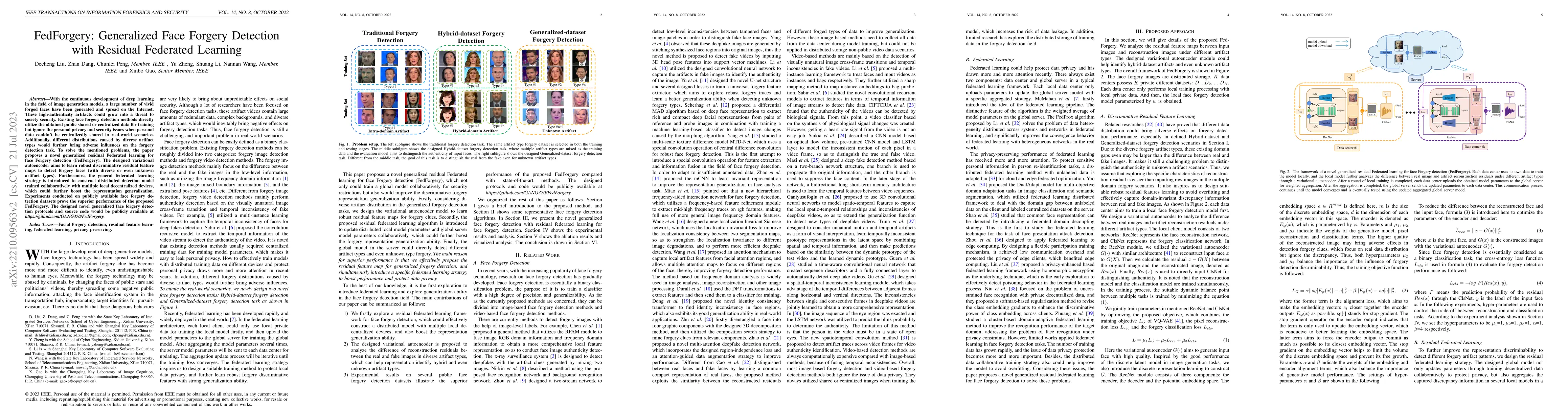 Thumbnail for FedForgery: Generalized Face Forgery Detection with Residual Federated
  Learning