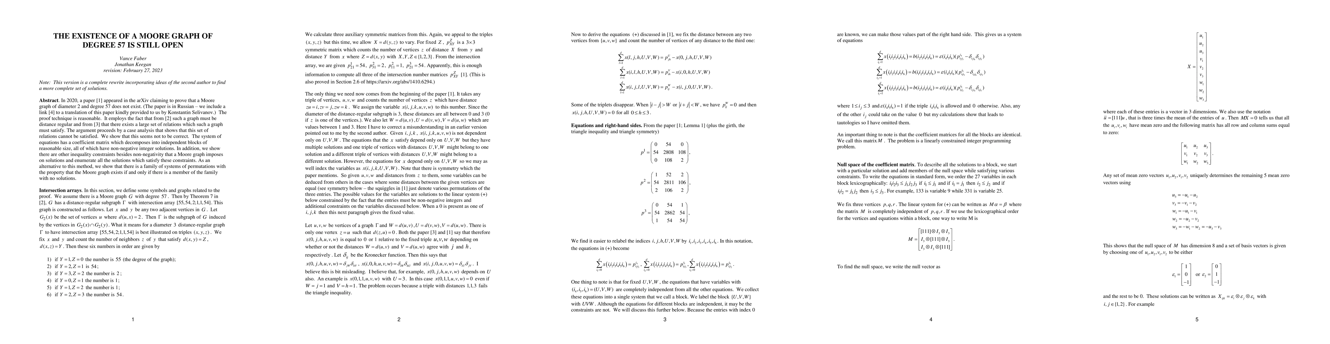 Thumbnail for Existence of a Moore graph of degree 57 is still open