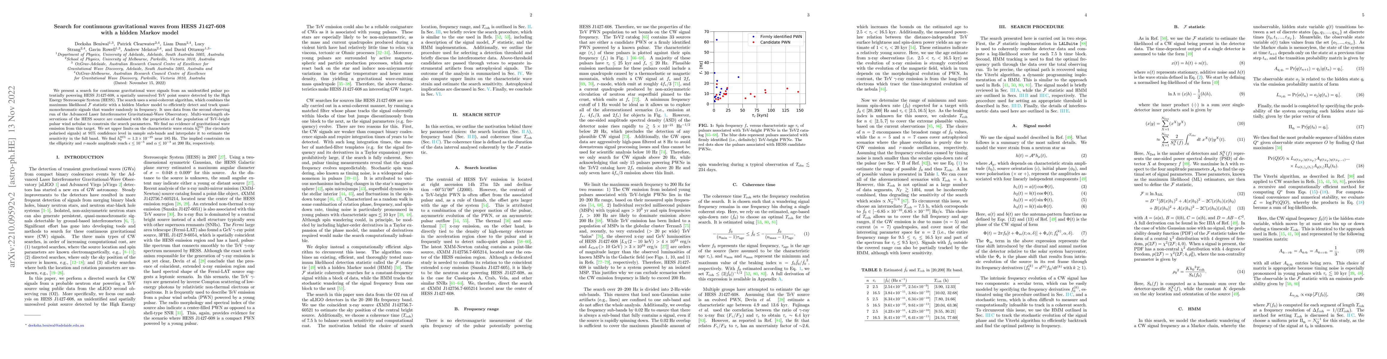 Thumbnail for Search for continuous gravitational waves from HESS~J1427-608 with a
  hidden Markov model