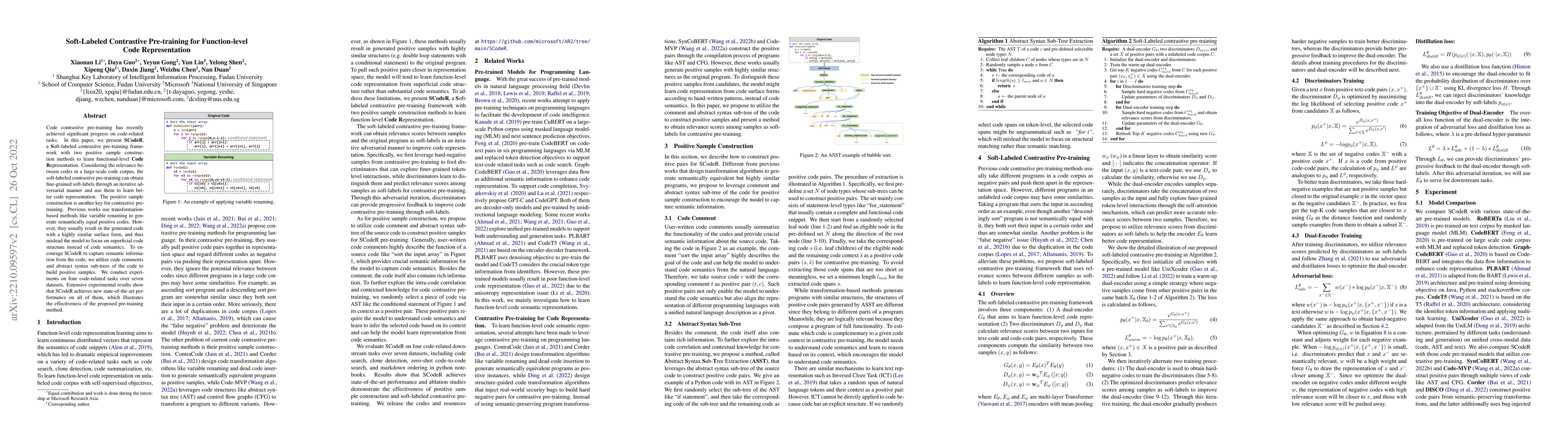 Thumbnail for Soft-Labeled Contrastive Pre-training for Function-level Code
  Representation