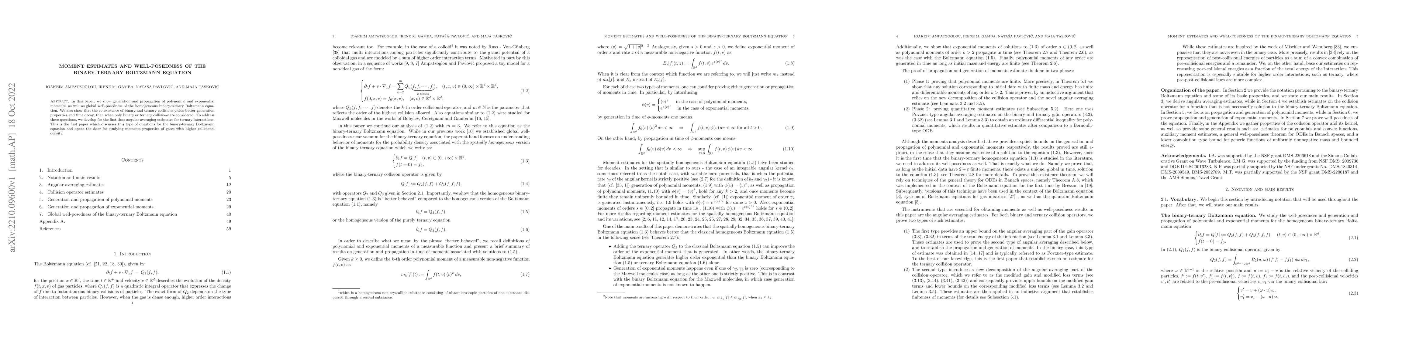 Thumbnail for Moment estimates and well-posedness of the binary-ternary Boltzmann
  equation