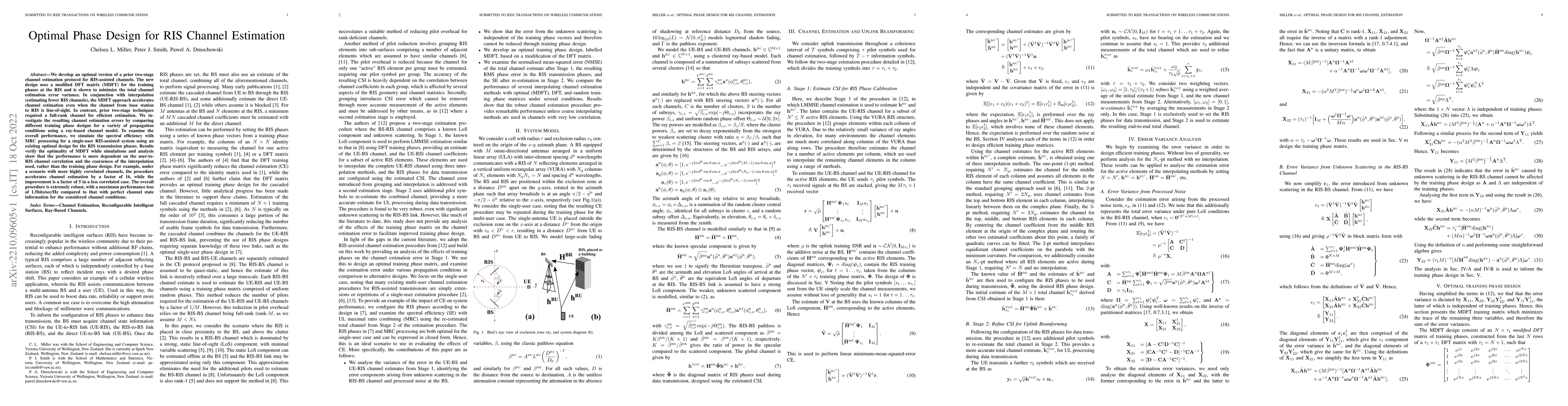 Thumbnail for Optimal Phase Design for RIS Channel Estimation