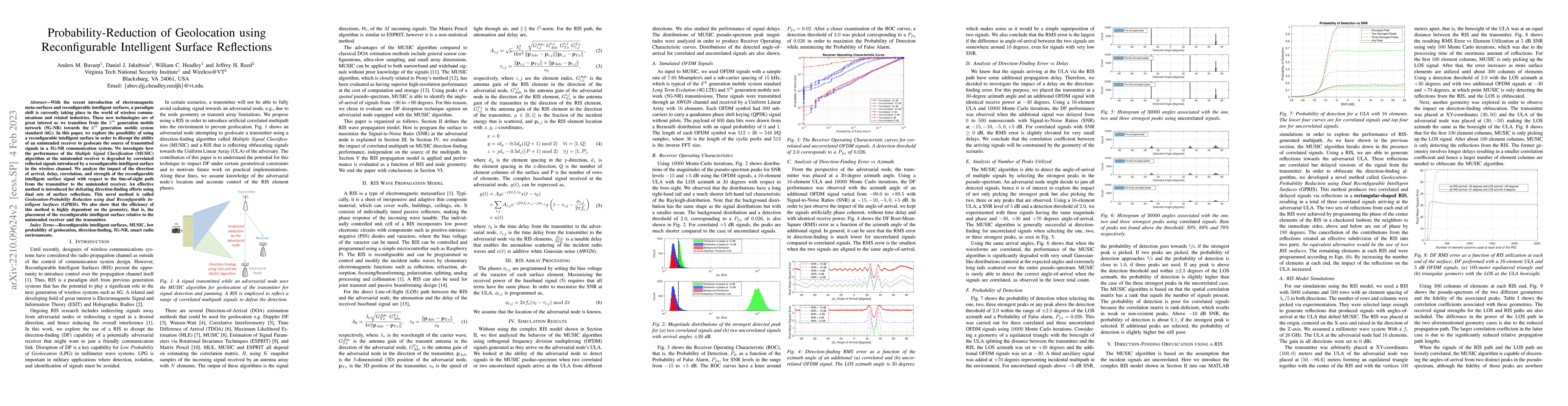 Thumbnail for Probability-Reduction of Geolocation using Reconfigurable Intelligent
  Surface Reflections