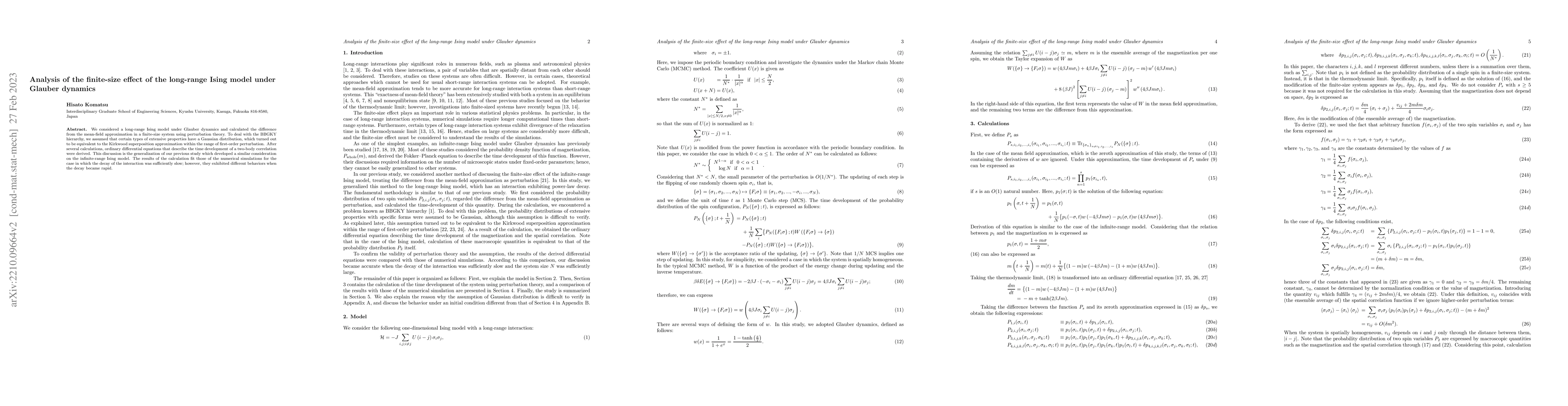 Thumbnail for Analysis of the finite-size effect of the long-range Ising model under
  Glauber dynamics