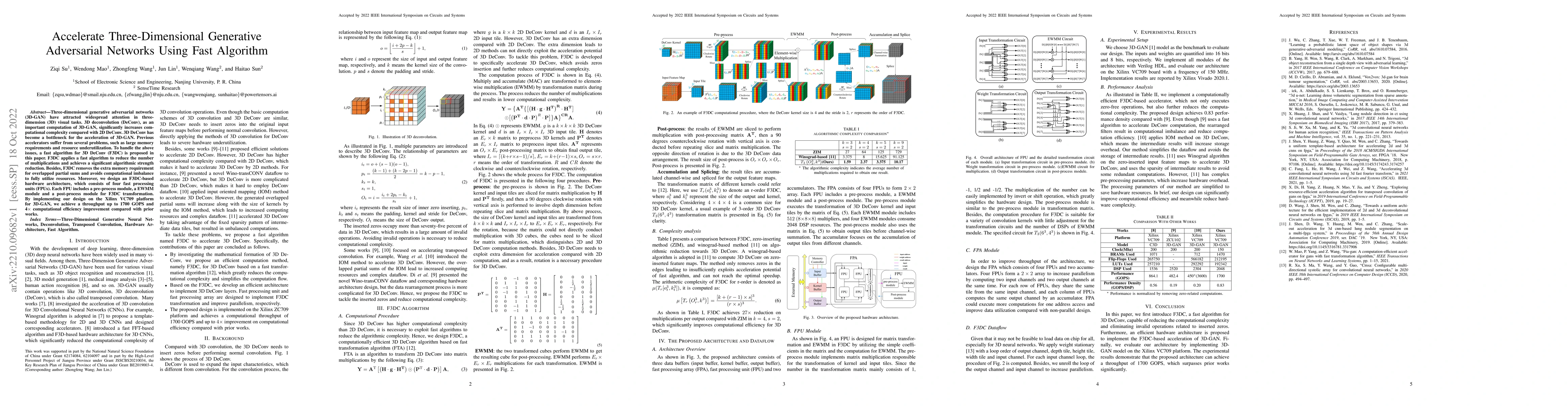 Thumbnail for Accelerate Three-Dimensional Generative Adversarial Networks Using Fast
  Algorithm