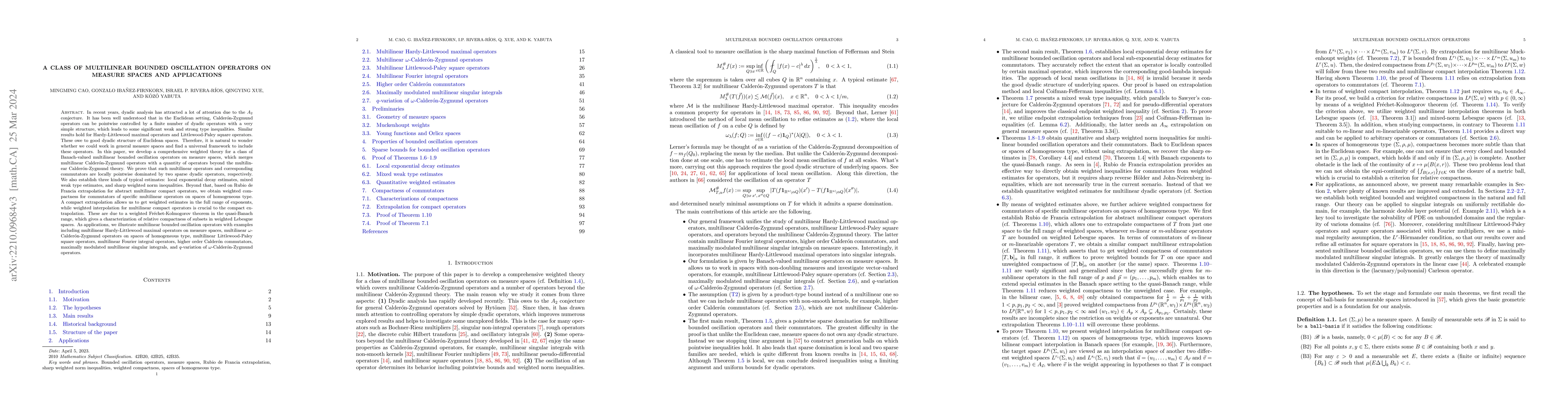 Thumbnail for A class of multilinear bounded oscillation operators on measure spaces
  and applications