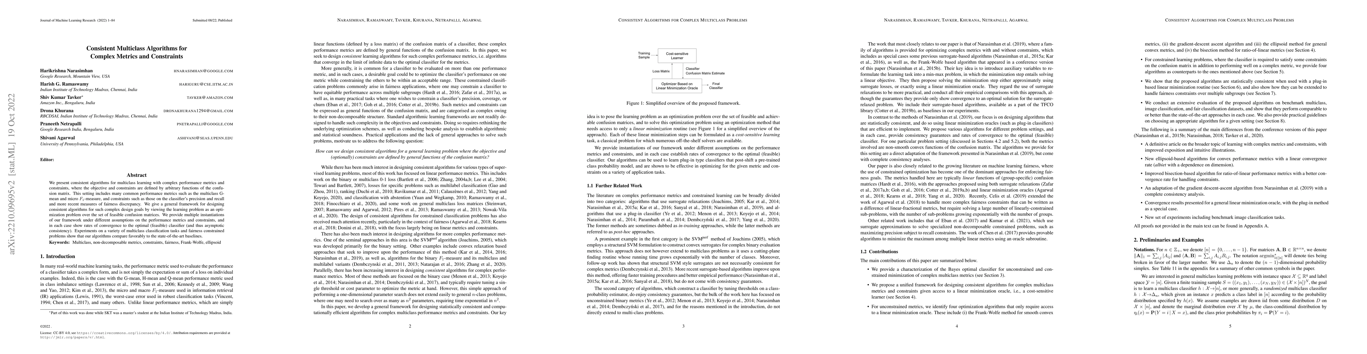 Thumbnail for Consistent Multiclass Algorithms for Complex Metrics and Constraints