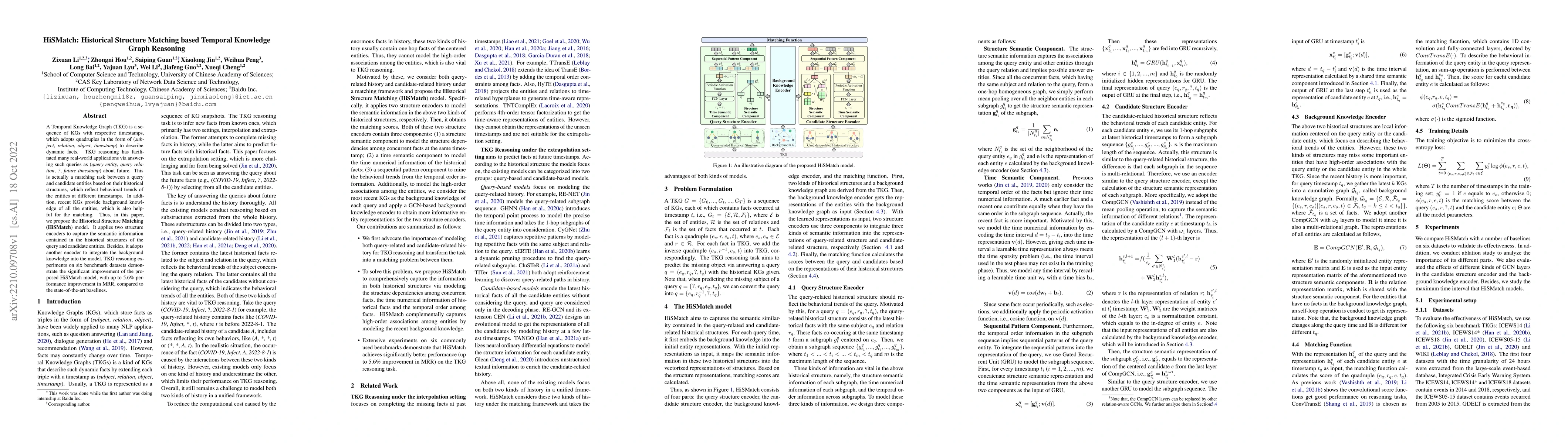Thumbnail for HiSMatch: Historical Structure Matching based Temporal Knowledge Graph
  Reasoning