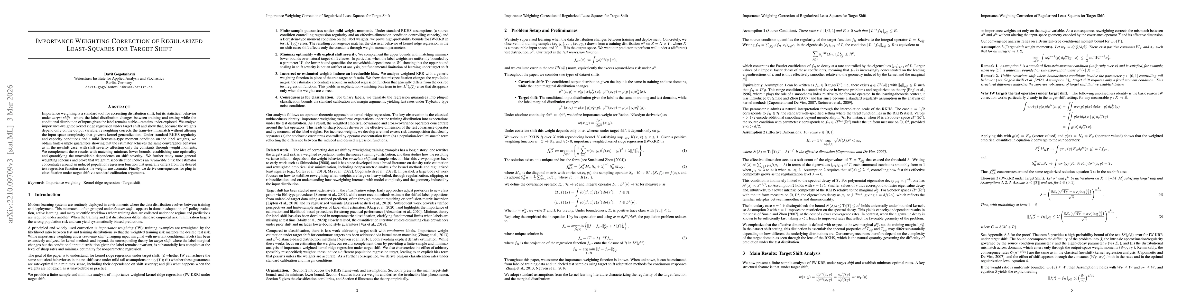 Thumbnail for Importance Weighting Correction of Regularized Least-Squares for
  Covariate and Target Shifts