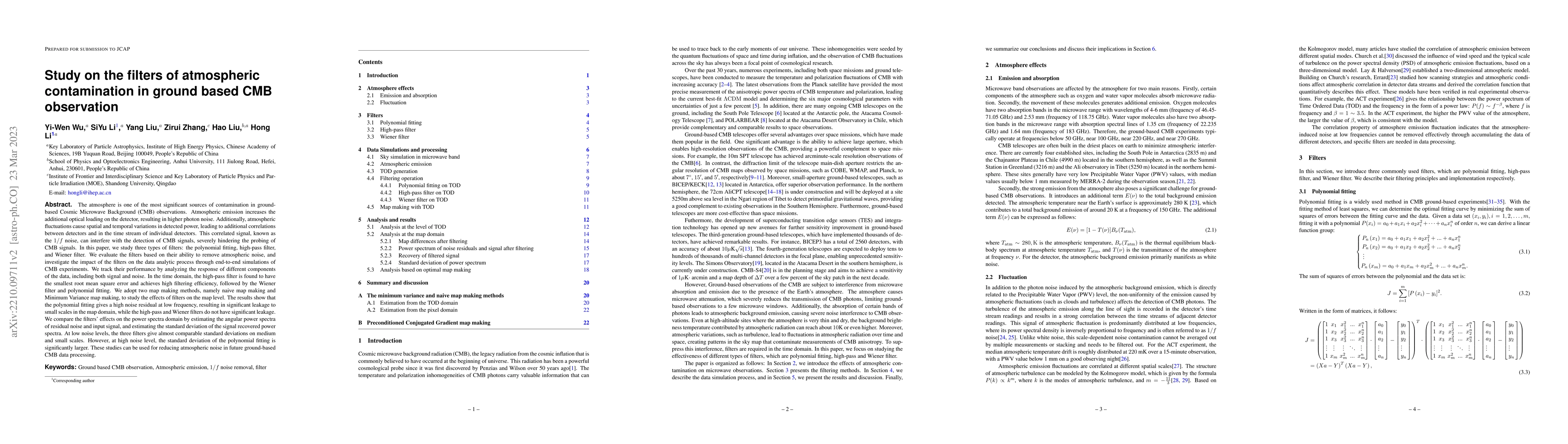 Thumbnail for Study on the filters of atmospheric contamination in ground based CMB
  observation