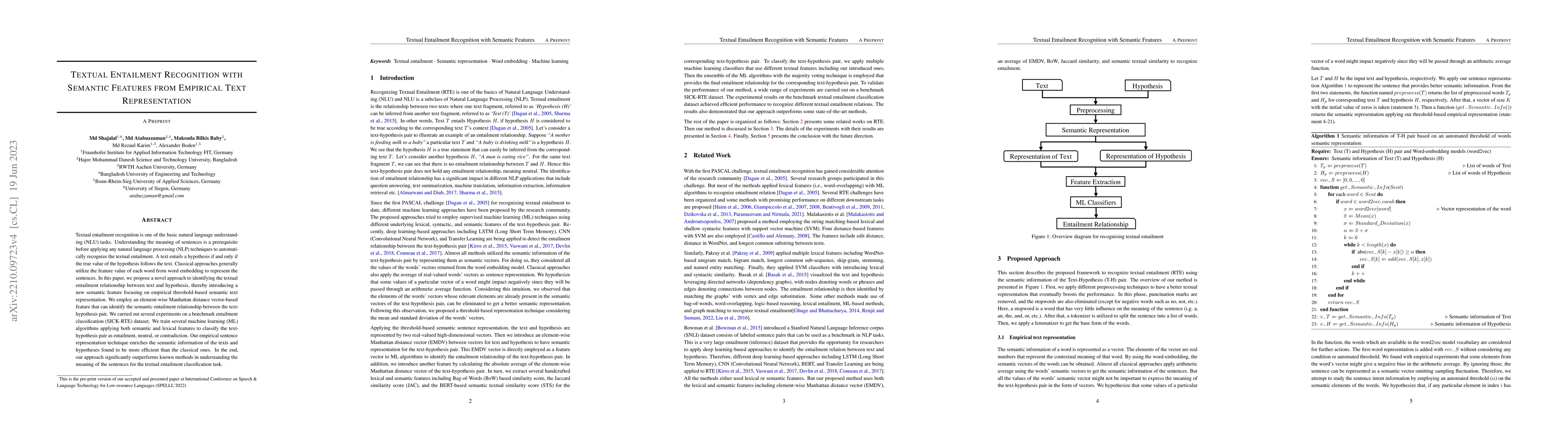 Thumbnail for Textual Entailment Recognition with Semantic Features from Empirical
  Text Representation