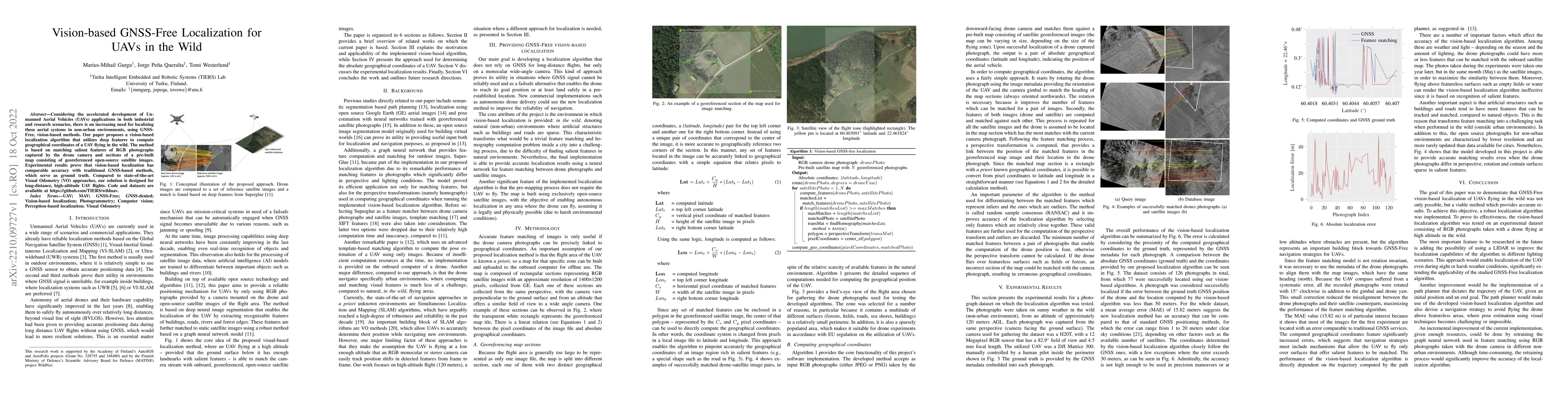Thumbnail for Vision-based GNSS-Free Localization for UAVs in the Wild
