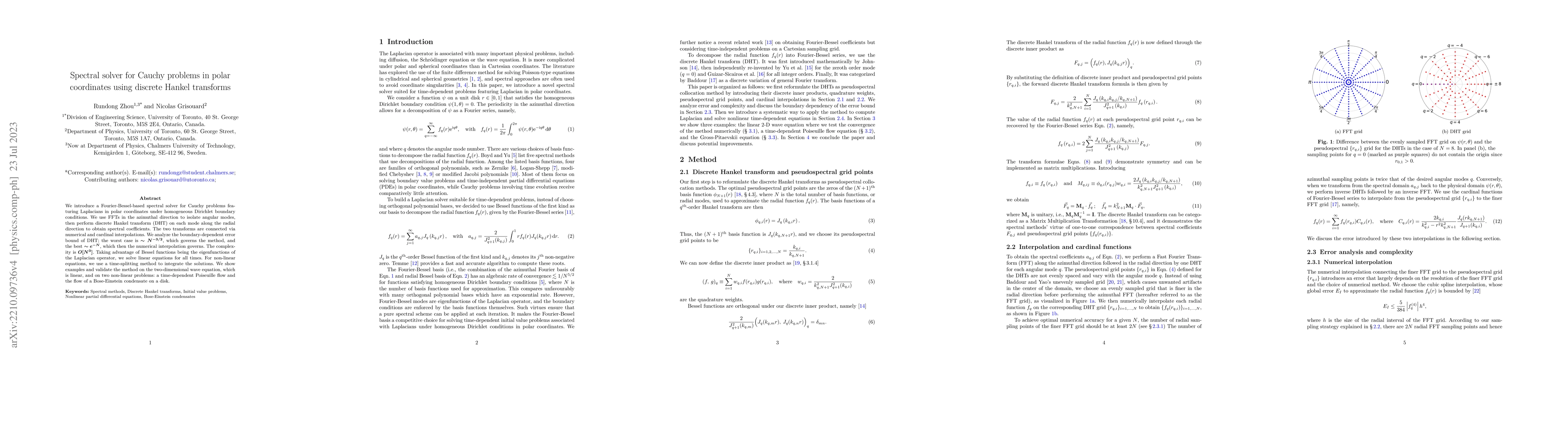 Thumbnail for Spectral solver for Cauchy problems in polar coordinates using discrete
  Hankel transforms