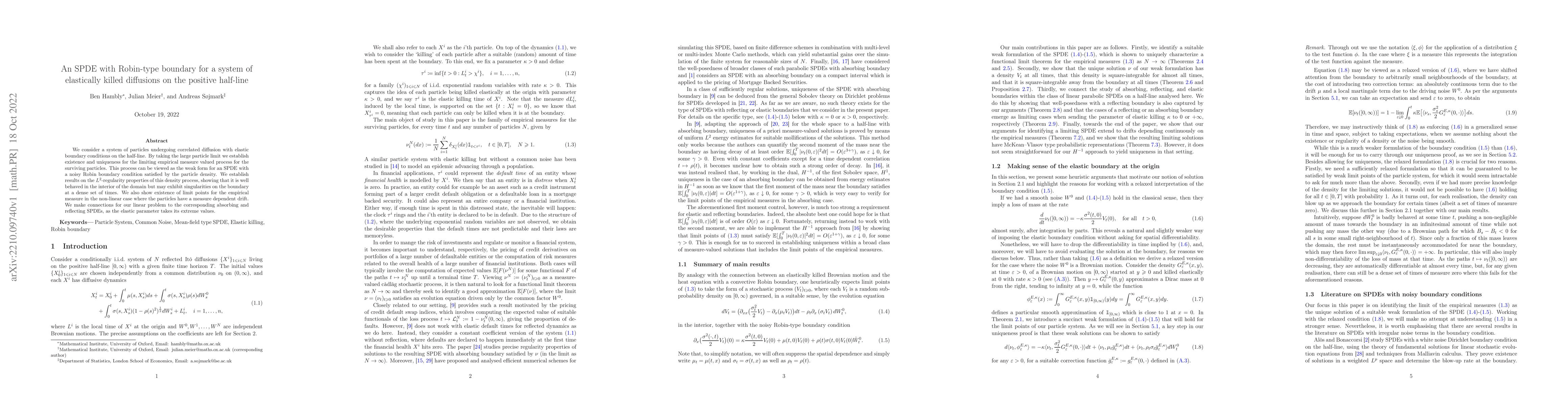 Thumbnail for An SPDE with Robin-type boundary for a system of elastically killed
  diffusions on the positive half-line