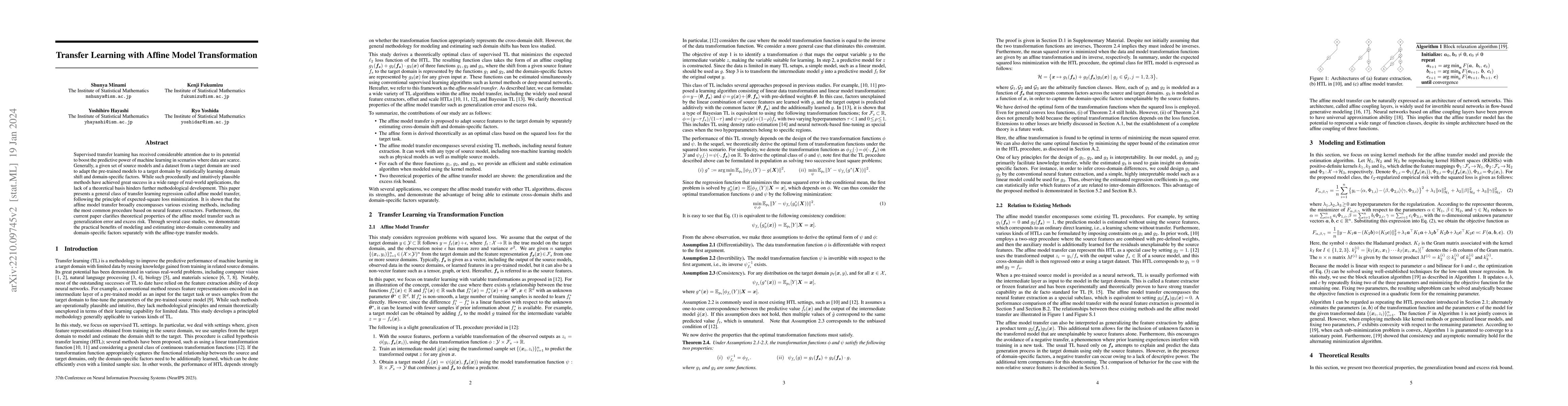 Thumbnail for Transfer learning with affine model transformation