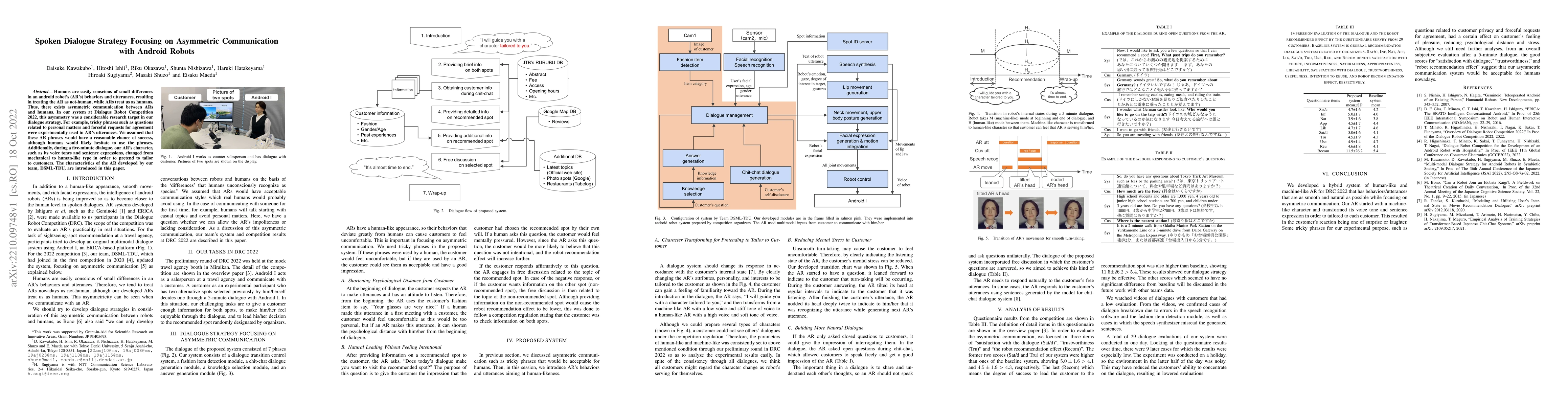Thumbnail for Spoken Dialogue Strategy Focusing on Asymmetric Communication with
  Android Robots