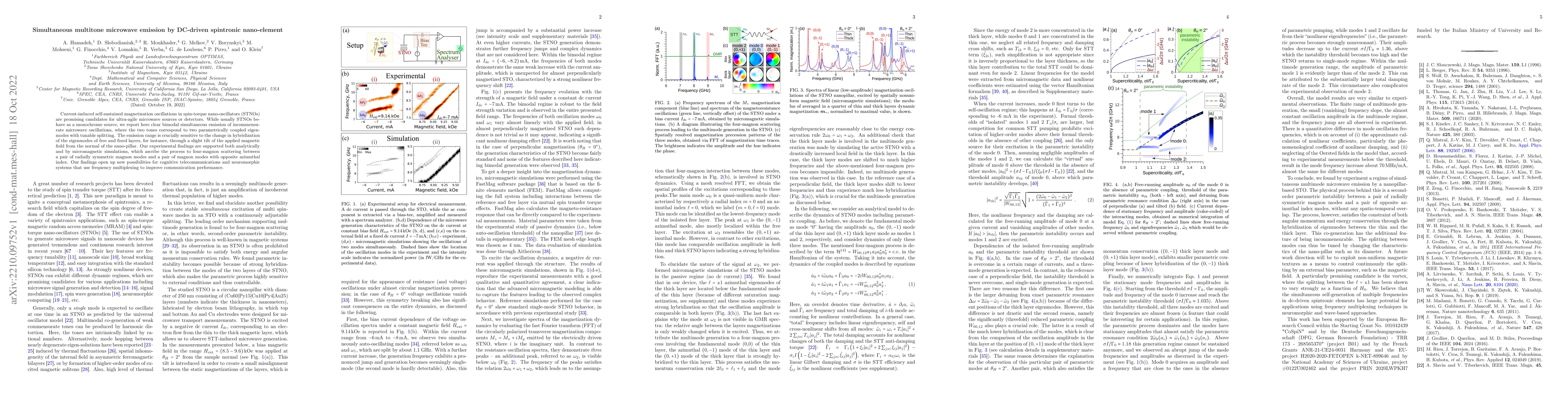Thumbnail for Simultaneous multitone microwave emission by DC-driven spintronic
  nano-element