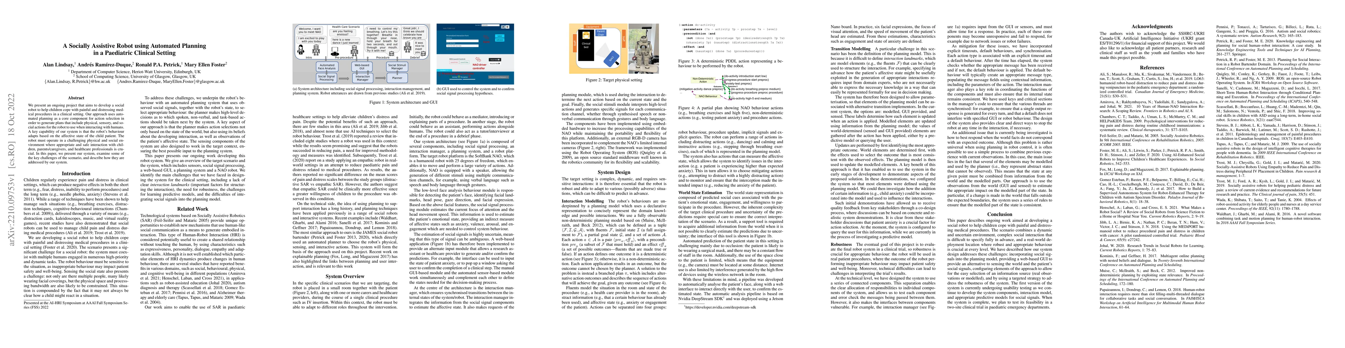 Thumbnail for A Socially Assistive Robot using Automated Planning in a Paediatric
  Clinical Setting