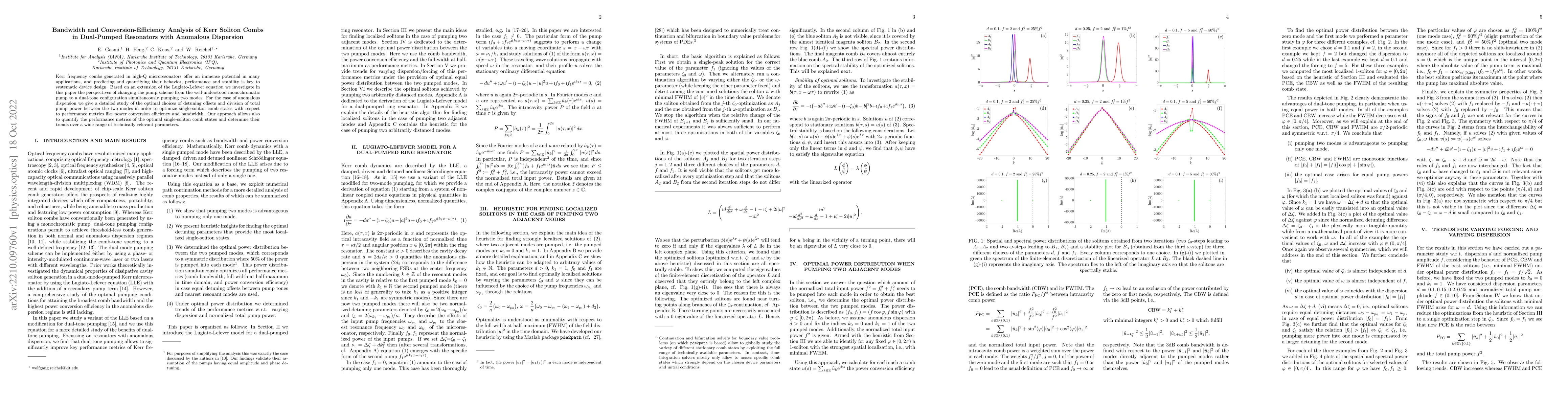 Thumbnail for Bandwidth and Conversion-Efficiency Analysis of Kerr Soliton Combs in
  Dual-Pumped Resonators with Anomalous Dispersion