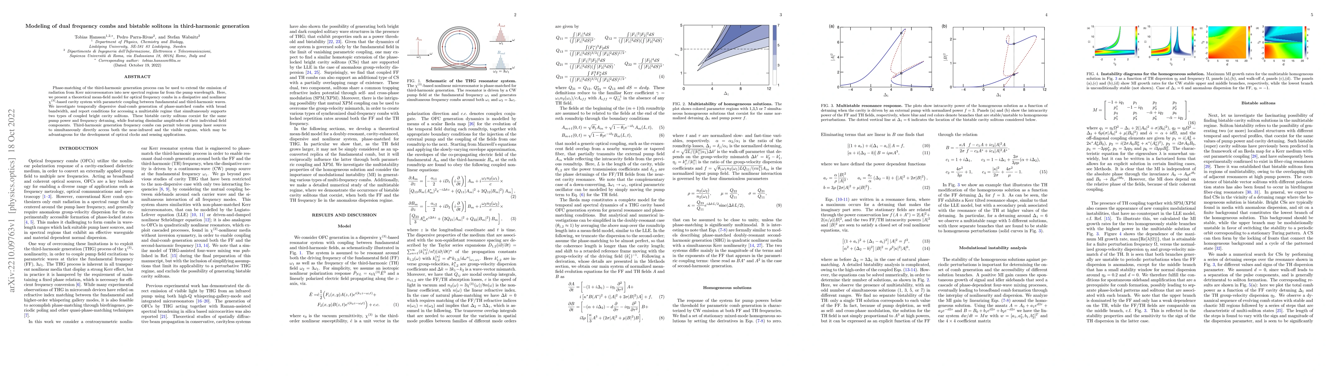 Thumbnail for Modeling of dual frequency combs and bistable solitons in third-harmonic
  generation