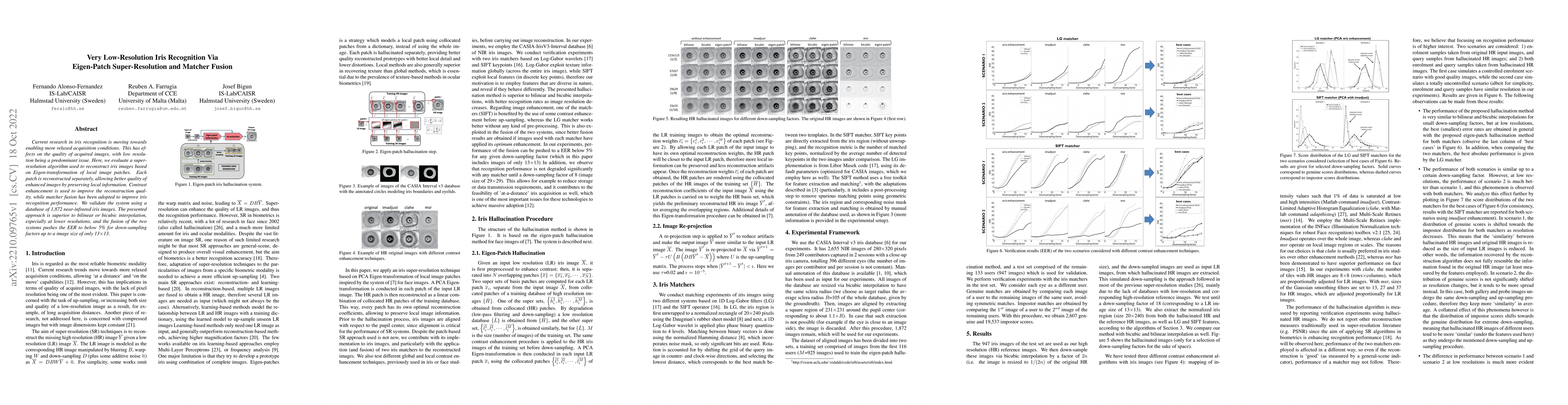 Thumbnail for Very Low-Resolution Iris Recognition Via Eigen-Patch Super-Resolution
  and Matcher Fusion