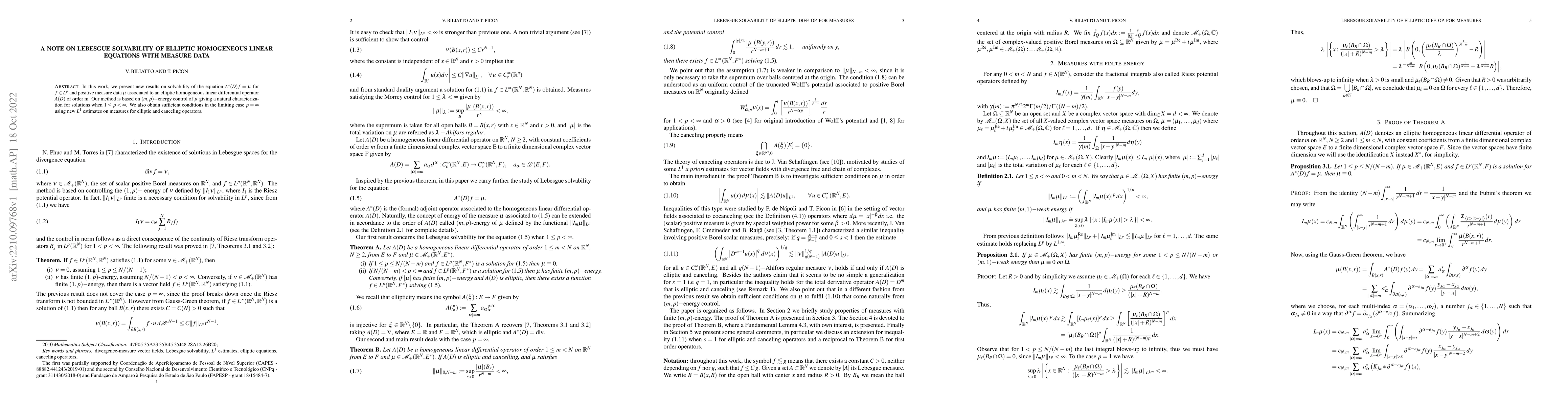 Thumbnail for A note on Lebesgue solvability of elliptic homogeneous linear equations
  with measure data