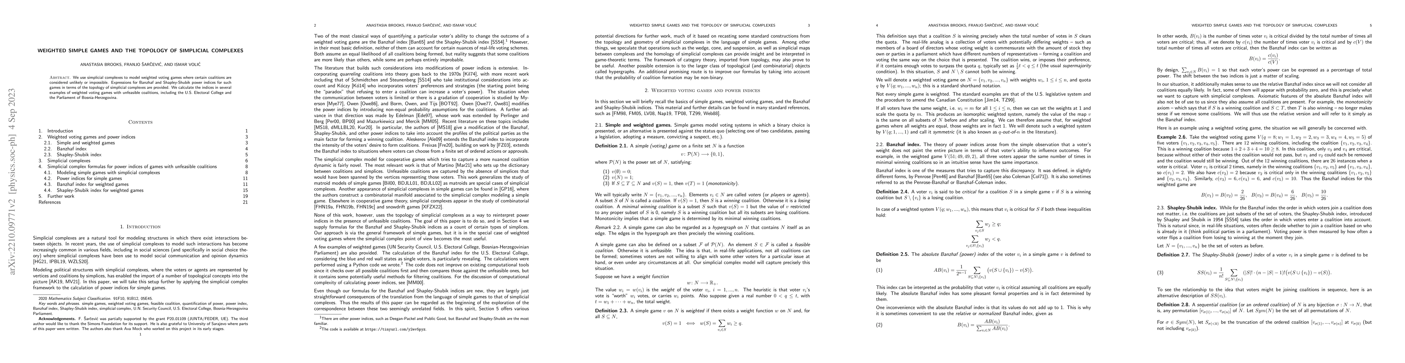 Thumbnail for Weighted simple games and the topology of simplicial complexes