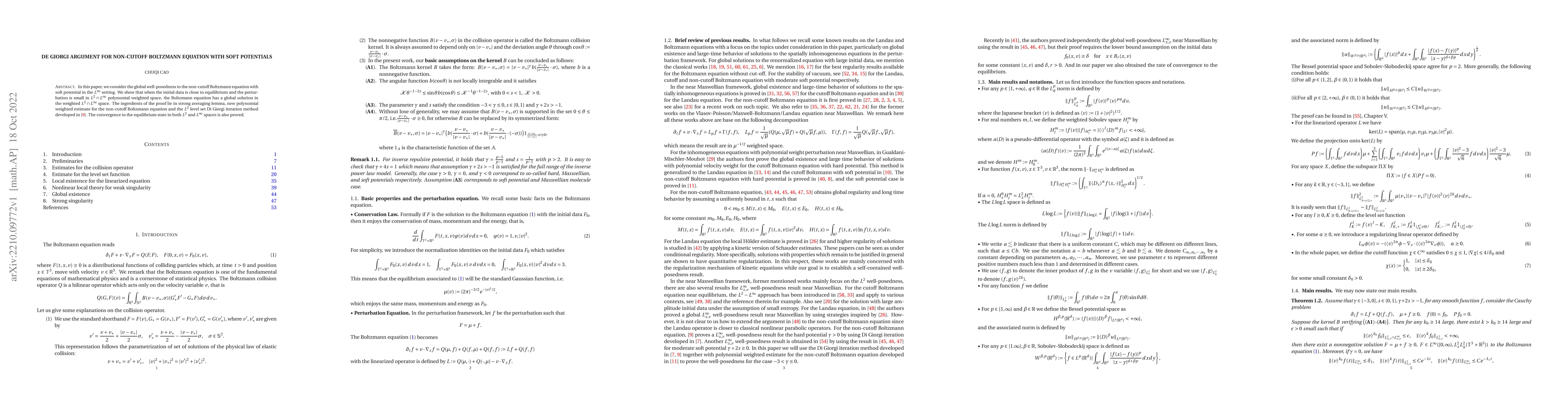 Thumbnail for De Giorgi Argument for non-cutoff Boltzmann equation with soft
  potentials