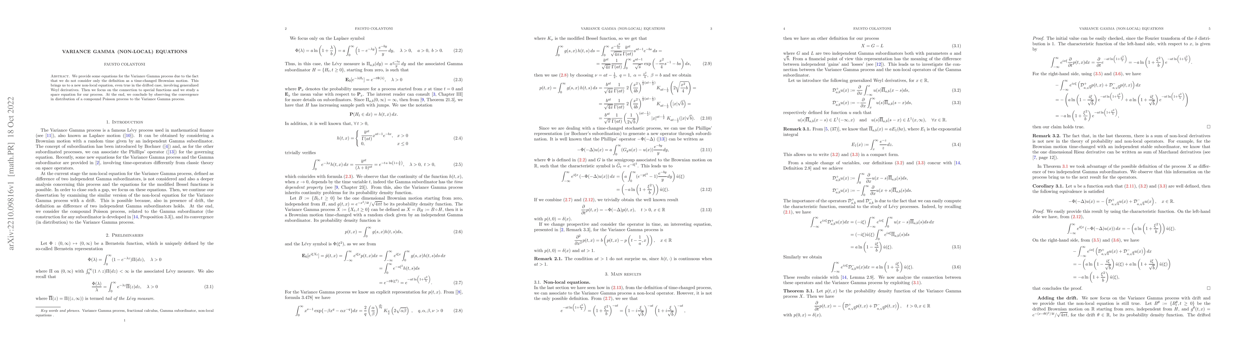Thumbnail for Variance Gamma (non-local) equations