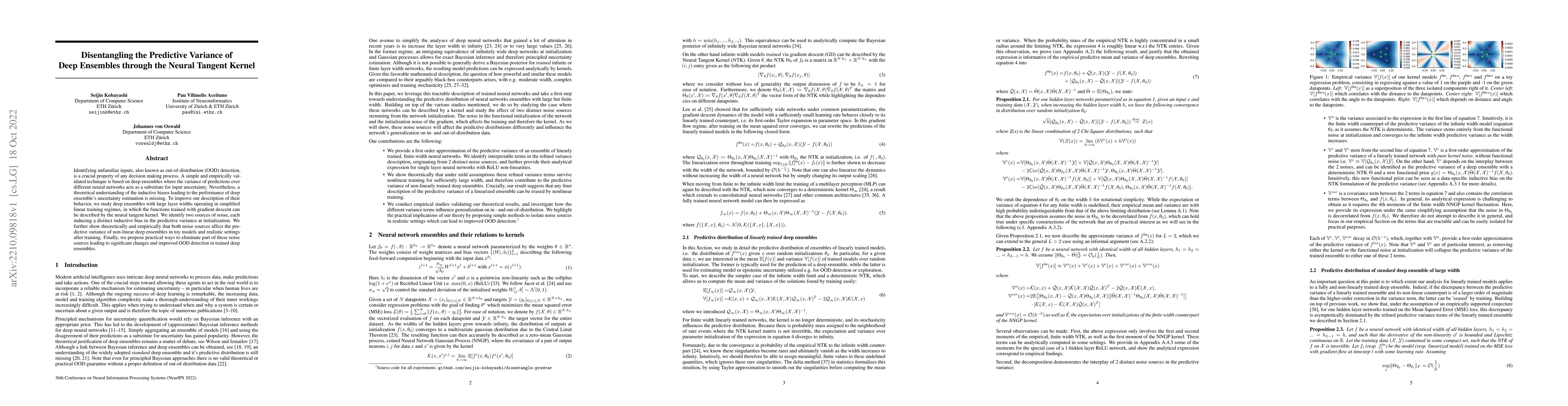 Thumbnail for Disentangling the Predictive Variance of Deep Ensembles through the
  Neural Tangent Kernel
