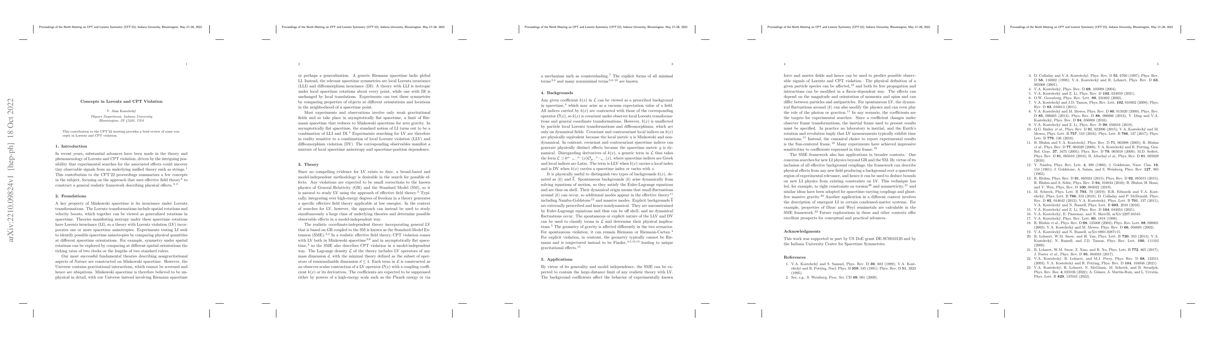 Thumbnail for Concepts in Lorentz and CPT Violation