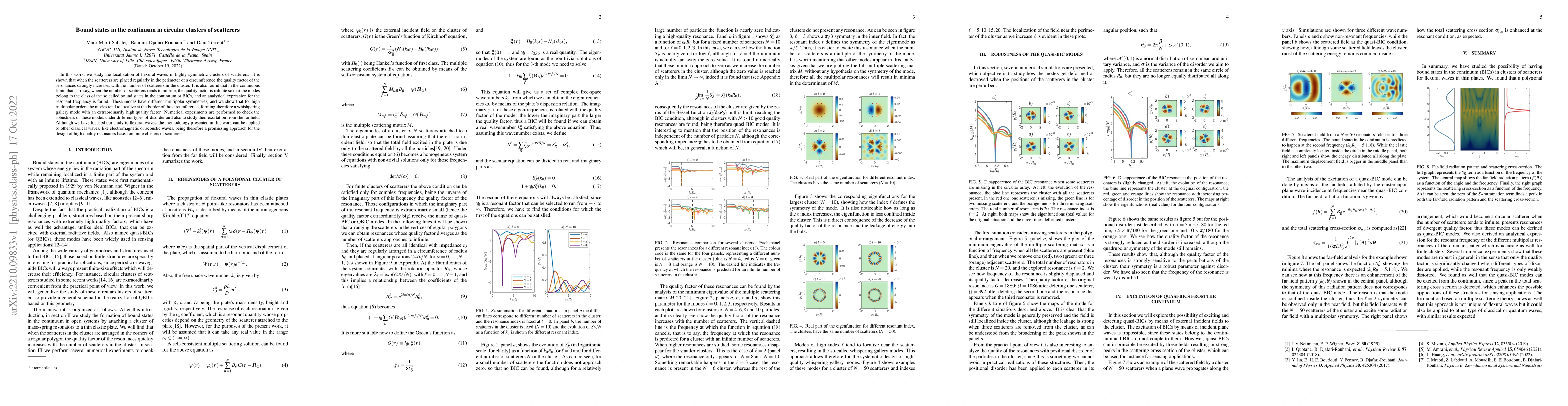 Thumbnail for Bound states in the continuum in circular clusters of scatterers
