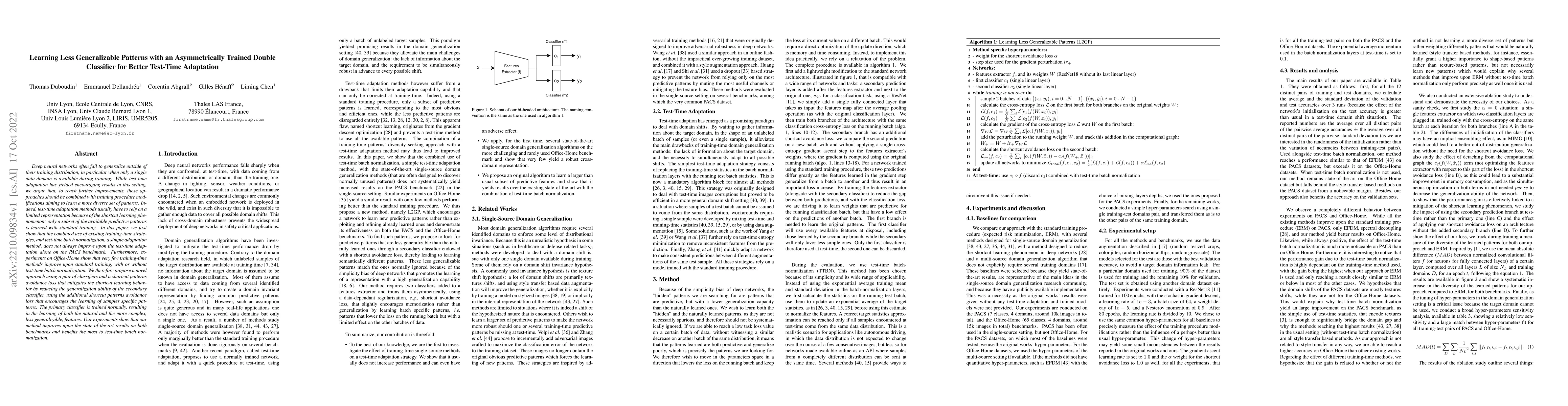 Thumbnail for Learning Less Generalizable Patterns with an Asymmetrically Trained
  Double Classifier for Better Test-Time Adaptation